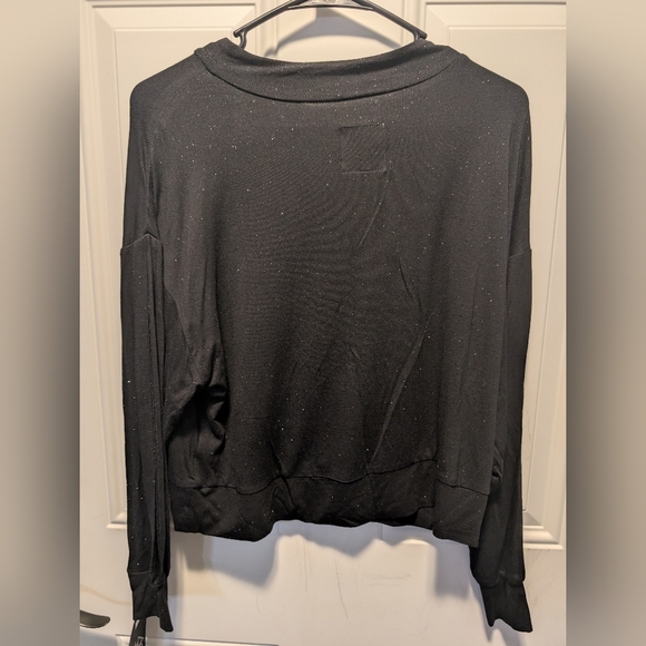 Nwt chaser black glitter sparkle crewneck long sleeve size small - Picture 2 of 5